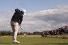 Northern Ireland's Rory McIlroy tees of on the 4th hole during a practice round for the British Open Golf Championships at the Royal Liverpool Golf Club in Hoylake, England, Monday, July 17, 2023. The Open starts Thursday, July 20. (AP Photo/Peter Morrison)