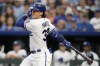 Kansas City Royals' Nick Pratto watches his RBI single during the fourth inning of a baseball game against the Detroit Tigers Monday, July 17, 2023, in Kansas City, Mo. (AP Photo/Charlie Riedel)