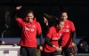 Canada's Christine Sinclair, left, gestures during a training session ahead of the FIFA Women's World Cup in Melbourne, Australia, Monday, July 17, 2023. THE CANADIAN PRESS/Scott Barbour