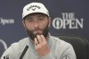 Spain's Jon Rahm speaks at a press conference for the British Open Golf Championships at the Royal Liverpool Golf Club in Hoylake, England, Tuesday, July 18, 2023. The Open starts Thursday, July 20. (AP Photo/Kin Cheung)