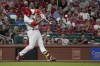 St. Louis Cardinals' Nolan Arenado hits a walk-off home run to defeat the Miami Marlins 5-2 during the 10th inning of a baseball game Tuesday, July 18, 2023, in St. Louis. (AP Photo/Jeff Roberson)