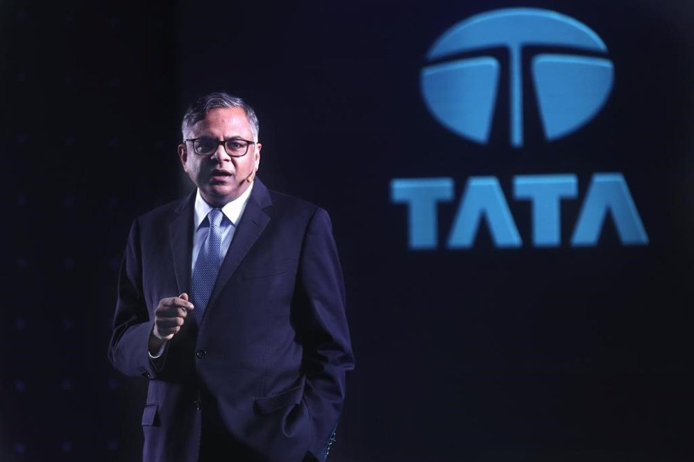 FILE - Tata Sons chairman Natarajan Chandrasekaran speaks during the launch of electric SUV Nexon EV in Mumbai, India, Tuesday, Jan. 28, 2020. India's Tata Sons plans to build a 4-billion-pound ($5.2 billion) electric car battery factory in the U.K., the conglomerate said Wednesday, july 19, 2023.