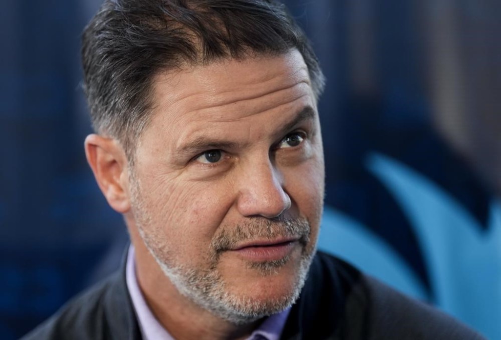 Toronto Blue Jays general manager Ross Atkins speaks at a media availability during MLB during baseball spring training in Dunedin, Fla., on Thursday, February 16, 2023. The Jays will certainly be buyers at Major League Baseball's trade deadline. But what kind of player they're looking for depends largely on the pending returns of pitchers Hyun-Jin Ryu and Chad Green. Atkins says that if those two pitchers return on schedule and bolster the Jays' rotation and bullpen they can focus on other priorities at the deadline.THE CANADIAN PRESS/Nathan Denette
