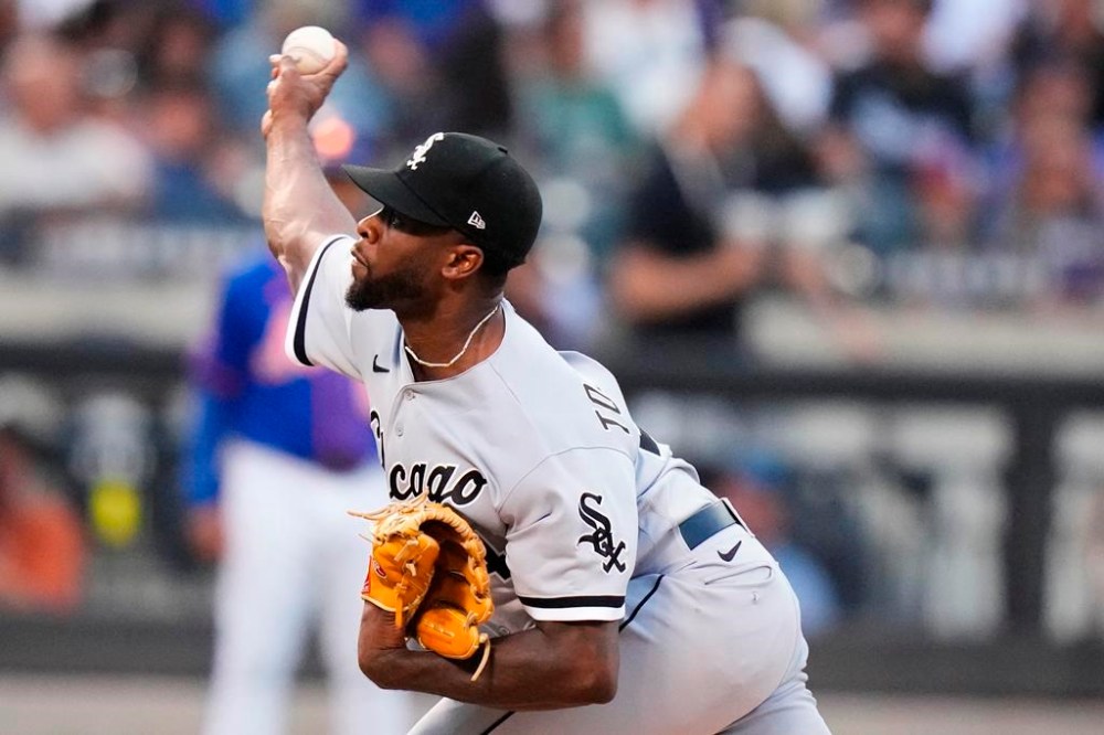 Chicago White Sox's Touki Toussaint pitches during the first inning of the team's baseball game against the New York Mets Wednesday, July 19, 2023, in New York. (AP Photo/Frank Franklin II)