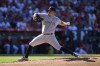 New York Yankees starting pitcher Carlos Rodon (55) throws during the second inning of a baseball game against the Los Angeles Angels in Anaheim, Calif., Wednesday, July 19, 2023. (AP Photo/Ashley Landis)