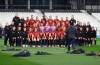 Canadian players and staff pose for a team photo prior to a training session ahead of the FIFA Women's World Cup in Melbourne, Australia, Thursday, July 20, 2023. THE CANADIAN PRESS/Neil Davidson
