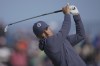 United States' Jordan Spieth plays an iron shot from the 4th tee on the first day of the British Open Golf Championships at the Royal Liverpool Golf Club in Hoylake, England, Thursday, July 20, 2023. (AP Photo/Kin Cheung)