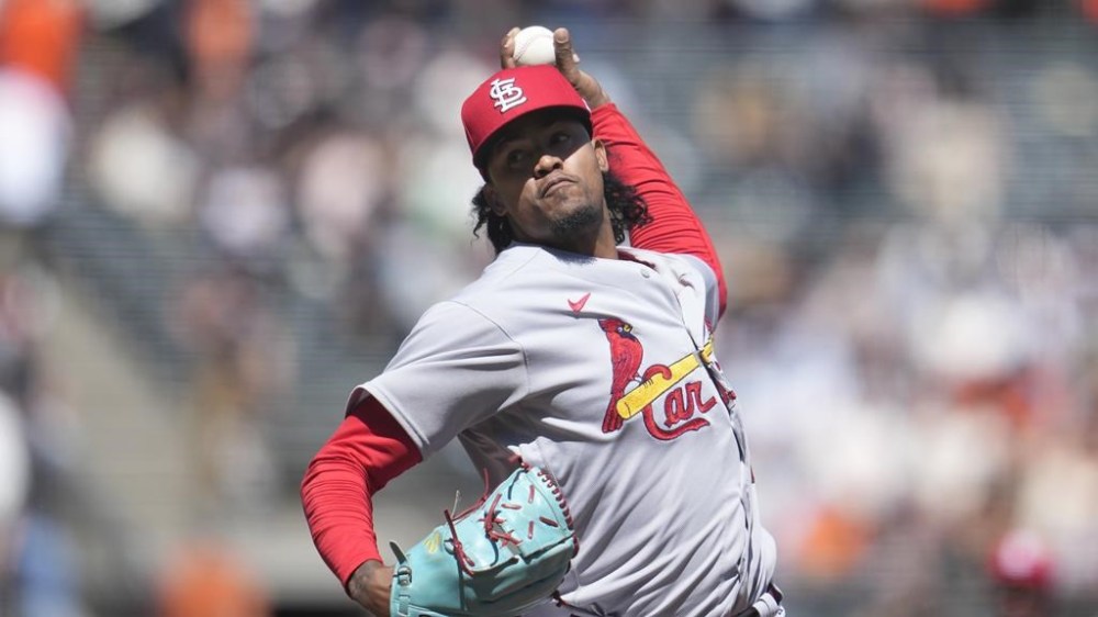 St. Louis Cardinals pitcher Genesis Cabrera throws during a baseball game against the San Francisco Giants in San Francisco, Thursday, April 27, 2023. THE CANADIAN PRESS/AP-Jeff Chiu