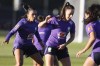 Brazil's Marta, left, practices footwork with teammates during warm up in Brisbane, Australia, Wednesday, July 19, 2023. Brazil's President Luiz Inácio Lula da Silva has made the historic declaration that all public servants can take time off work during Brazil's World Cup matches and encouraged private businesses to allow the same. (AP Photo/Aisha Schulz)