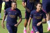 Kylian Mbappe, left, and his brother Ethan Mbappe attend a training session at the new Paris Saint-Germain training center Thursday, July 20, 2023 in Poissy, west of Paris. (AP Photo/Christophe Ena)