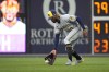 Milwaukee Brewers right fielder Raimel Tapia fields a single by Philadelphia Phillies' Alec Bohm during the fourth inning of a baseball game, Tuesday, July 18, 2023, in Philadelphia. (AP Photo/Matt Slocum)