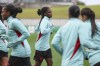 Colombia's forward Linda Caicedo, centre, practices in Melbourne, Australia, Monday, July 24, 2023. Caicedo, 18, was diagnosed with ovarian cancer at 15. 