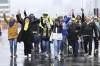 Swedish fans react as they arrive at the stadium ahead of the Women's World Cup Group G soccer match between Sweden and South Africa in Wellington, New Zealand, Sunday, July 23, 2023. (AP Photo/Andrew Cornaga)