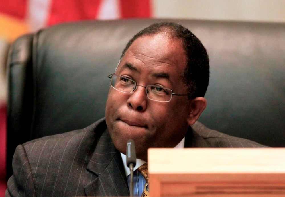 FILE - Los Angeles County Supervisor Mark Ridley-Thomas attends a board meeting in Los Angeles, June 1, 2010. A former dean at the University of Southern California will spend 1 1/2 years in home confinement for bribing Ridley-Thomas in exchange for renewal of a lucrative contract. (AP Photo/Damian Dovarganes, File)