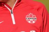 A detail view of Canada branding on the team uniform during a training session ahead of the FIFA Women's World Cup in Melbourne, Australia, Monday, July 17, 2023. The Canadian men's soccer team has fired another salvo in its ongoing labour battle with Canada Soccer, accusing the governing body of 