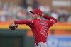 Los Angeles Angels starting pitcher Griffin Canning throws during the fourth inning of a baseball game against the Detroit Tigers, Tuesday, July 25, 2023, in Detroit. (AP Photo/Carlos Osorio)