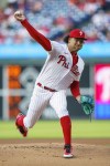 Philadelphia Phillies starting pitcher Taijuan Walker delivers during the first inning of an baseball game against the Baltimore Orioles, Tuesday, July 25, 2023, in Philadelphia. (AP Photo/Chris Szagola)