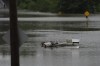 The top of a service truck is seen abandoned in floodwater following a major rain event in Halifax on July 22, 2023. THE CANADIAN PRESS/Darren Calabrese