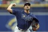 Tampa Bay Rays starting pitcher Zach Eflin throws against the Miami Marlins during the first inning of a baseball game Wednesday, July 26, 2023, in St. Petersburg, Fla. (AP Photo/Mike Carlson)