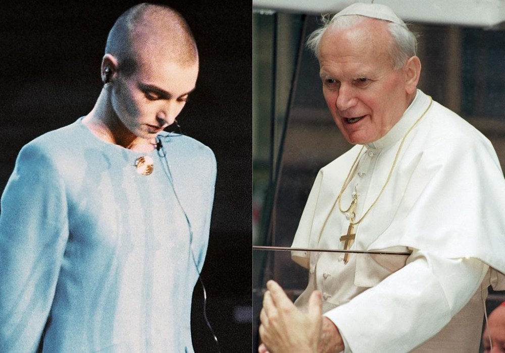 Irish singer Sinead O’Connor stands alone while the crowd boos her at Bob Dylan’s 30th anniversary celebration in New York on Oct. 16, 1992, 13 days after she ripped a photo of Pope John Paul II during an appearance on