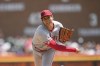 Los Angeles Angels pitcher Shohei Ohtani throws against the Detroit Tigers in the fourth inning during the first baseball game of a doubleheader, Thursday, July 27, 2023, in Detroit. THE CANADIAN PRESS/AP-Paul Sancya
