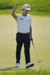 Kevin Streelman celebrates making an eagle putt on the 18th green during the first round at the 3M Open golf tournament at Tournament Players Club on Thursday, July 27, 2023, in Blaine, Minn. (AP Photo/Bruce Kluckhohn)