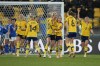 Sweden's Amanda Ilestedt, center, celebrates after scoring her side's 4th goal during the Women's World Cup Group G soccer match between the Sweden and Italy in Wellington, New Zealand, Saturday, July 29, 2023. (AP Photo/John Cowpland)