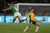 Australia's Katrina Gorry wins the ball from Ireland's Ruesha Littlejohn, left, during the Women's World Cup soccer match between Australia and Ireland at Stadium Australia in Sydney, Australia, Thursday, July 20, 2023. (AP Photo/Mark Baker)