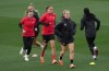 Canada's Christine Sinclair, centre, and Canada's Sophie Schmidt, second right, run during a training session at the FIFA Women's World Cup in Melbourne, Australia, Sunday, July 30, 2023. THE CANADIAN PRESS/Scott Barbour