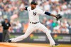 New York Yankees' Domingo German pitches during the first inning of a baseball game against the New York Mets, Tuesday, July 25, 2023, in New York. (AP Photo/Frank Franklin II)