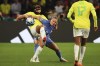 France's Eugenie Le Sommer and Brazil's Andressa, left, compete for the ball during the Women's World Cup Group F soccer match between France and Brazil in Brisbane, Australia, Saturday, July 29, 2023. (AP Photo/Tertius Pickard)