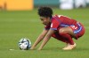 Panama's Marta Cox places the ball for the freekick during the Women's World Cup Group F soccer match between France and Panama at the Sydney Football Stadium in Sydney, Australia, Wednesday, Aug. 2, 2023. (AP Photo/Rick Rycroft)