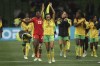Jamaica's Solai Washington, centre, celebrate with her teammate after drawing a 0-0 tie during the Women's World Cup Group F soccer match between Jamaica and Brazil in Melbourne, Australia, Wednesday, Aug. 2, 2023. (AP Photo/Hamish Blair)