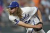 Kansas City Royals relief pitcher Scott Barlow throws during the ninth inning of a baseball game against the Minnesota Twins Saturday, July 29, 2023, in Kansas City, Mo. The Royals won 10-7. (AP Photo/Charlie Riedel)