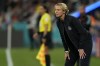 Germany's head coach Martina Voss-Tecklenburg reacts during the Women's World Cup Group H soccer match between Germany and Colombia at the Sydney Football Stadium in Sydney, Australia, Sunday, July 30, 2023. (AP Photo/Rick Rycroft)