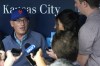 New York Mets owner Steve Cohen talks to the media in the dugout before a baseball game against the Kansas City Royals Wednesday, Aug. 2, 2023, in Kansas City, Mo. (AP Photo/Charlie Riedel)