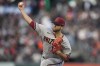 Arizona Diamondbacks pitcher Slade Cecconi works against the San Francisco Giants during the third inning of a baseball game in San Francisco, Wednesday, Aug. 2, 2023. (AP Photo/Jeff Chiu)