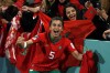 Morocco's Nesryne El Chad celebrates with fans after the Women's World Cup Group H soccer match between Morocco and Colombia in Perth, Australia, Thursday, Aug. 3, 2023. (AP Photo/Gary Day)