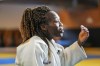 French judoka Clarisse Agbegnenou gestures during an interview with The Associated-Press in Paris, Wednesday, June 14, 2023. Breast-feeding and high-performance sports were long an almost impossible combination for women athletes, faced for decades with the cornelian choice of career or motherhood, because it was so tough to have both. But that's becoming less true ahead of the first Summer Games where men and women will compete in equal numbers and with pioneering super-mums showing that it's possible (AP Photo/Michel Euler)