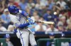 Kansas City Royals' Dairon Blanco hits a two-run single against Philadelphia Phillies pitcher Yunior Marte during the sixth inning of a baseball game, Friday, Aug. 4, 2023, in Philadelphia. (AP Photo/Matt Slocum)