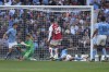 Arsenal's Kai Havertz, centre, makes an attempt to score during the English FA Community Shield final soccer match between Arsenal and Manchester City at Wembley Stadium in London, Sunday, Aug. 6, 2023. (AP Photo/Kirsty Wigglesworth)