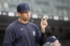 New York Yankees relief pitcher and former Chicago White Sox pitcher Keynan Middleton talks with a teammate during batting practice before a baseball game against the White Sox, Monday, Aug. 7, 2023, in Chicago. (AP Photo/Charles Rex Arbogast)