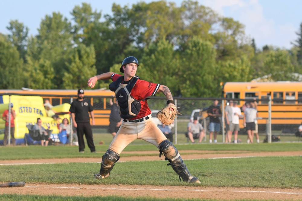 SUPPLIED
Cody Gunderson winds up to gun out a baserunner.