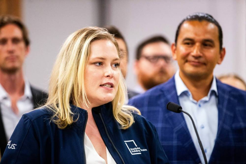 MIKAELA MACKENZIE / WINNIPEG FREE PRESS
“In the last seven years, during the worst labour shortages our industry has seen, we should’ve seen the building trades professionalize and grow but, under the PCs, that didn’t happen,” said Tanya Palson.