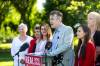 MIKAELA MACKENZIE / WINNIPEG FREE PRESS
                                Liberal Leader Dougald Lamont said the party has not set a target for gender parity, but is trying to reduce barriers to female participation in the political system at a news conference outside the Canadian Museum for Human Rights Monday.