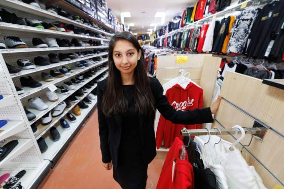 Arishya Aggarwal had a machete held to her stomach during a robbery at her family's clothing store in Portage la Prairie, where she says thefts and robberies have increased. (Mike Deal / Winnipeg Free Press)