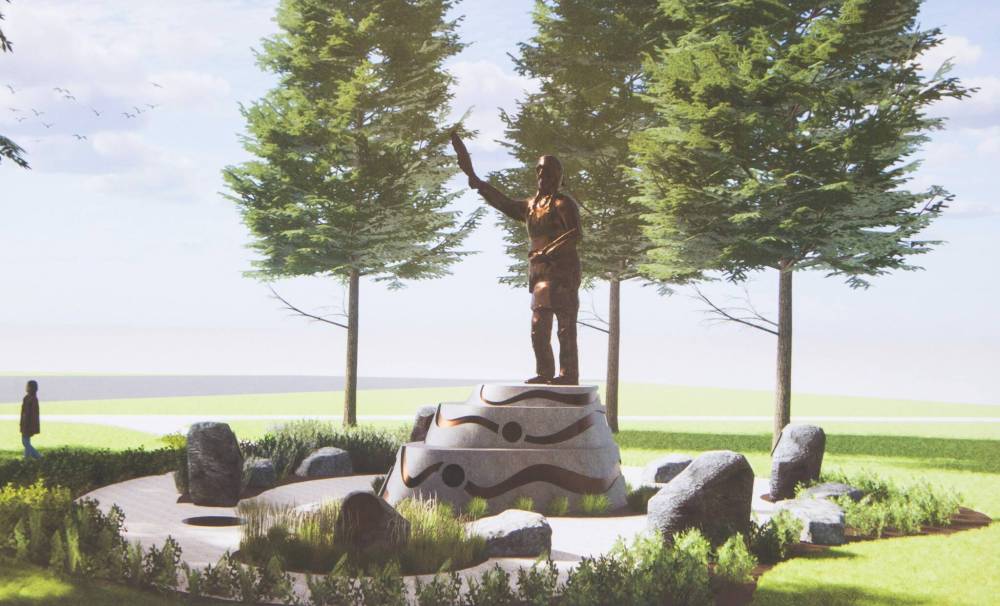 Mike Thiessen / Winnipeg Free Press
The design for a statue of Peguis, which will be the first on the legislature grounds to honour the contributions of First Nations people to the founding and building of Manitoba, was unveiled Thursday.