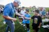 JOHN WOODS / WINNIPEG FREE PRESS
                                Hayden Springer, winner of the Manitoba Open, signs souvenirs for young fans at the Southwood Golf Course in Winnipeg Sunday, August 27, 2023.