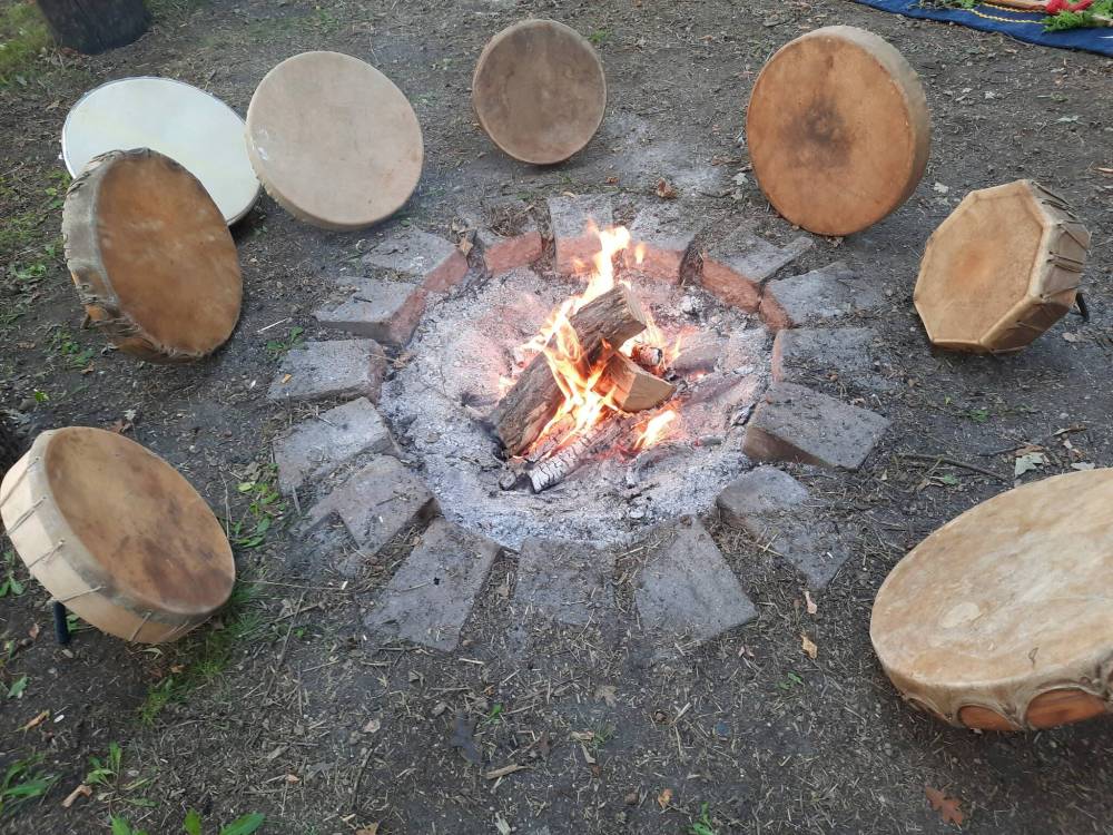 Jason Gobeil photo
After 60 participants tied their drums and laid them to dry near the fire, a sharing circle took place, where the men shared stories about what it means to be a healthy father, uncle, brother, and son.