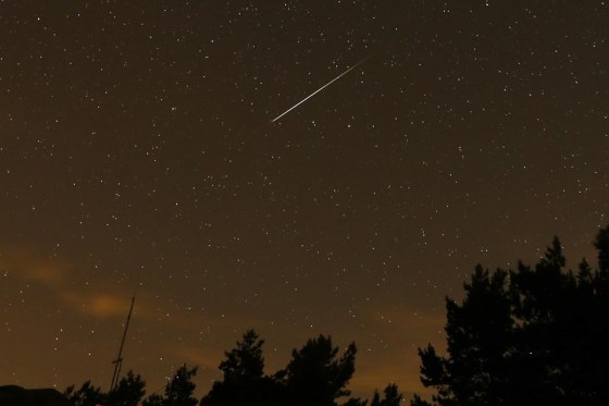 A streak appears in the sky during the Perseid meteor shower, near Madrid, in 2016. (Francisco Seco / The Associated Press files)
